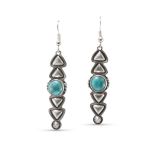 Stanley Parker Turquoise and Stamped Silver Earrings