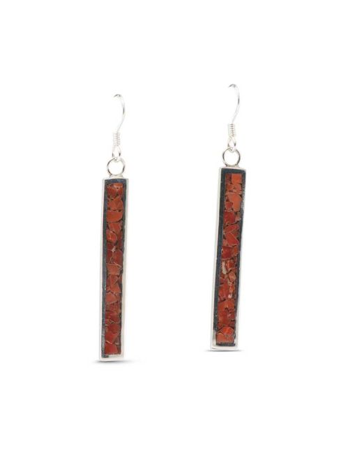 Andrew Lovato Coral Chip Inlay Earrings
