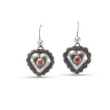 Jesse Robbins Heart Earrings with Coral Accent