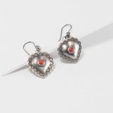 Jesse Robbins Heart Earrings with Coral Accent