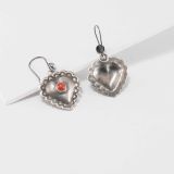 Jesse Robbins Heart Earrings with Coral Accent