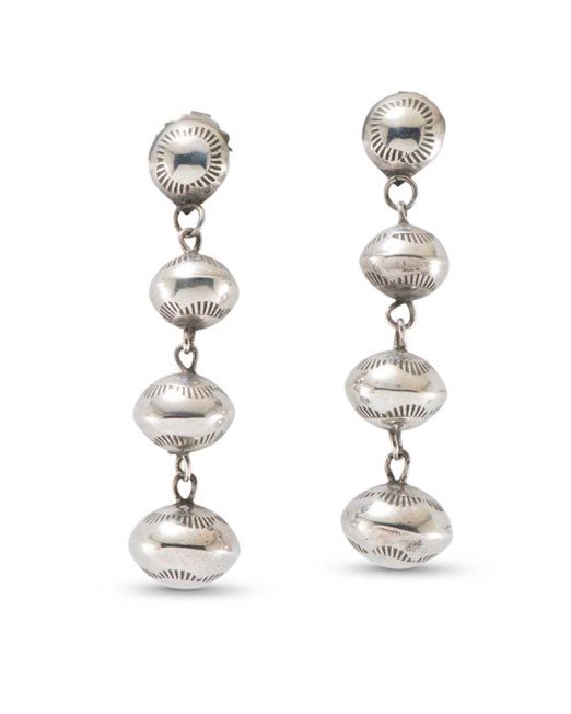Stamped Silver Navajo Pearl Earrings