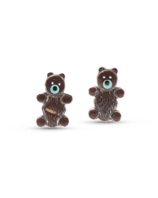 Ernest Leekela Teddy Bear Inlay Stud Earrings