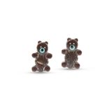 Ernest Leekela Teddy Bear Inlay Stud Earrings