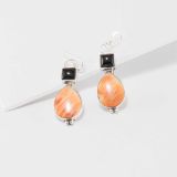 Rose Swett Spiny Oyster Shell and Onyx Earrings