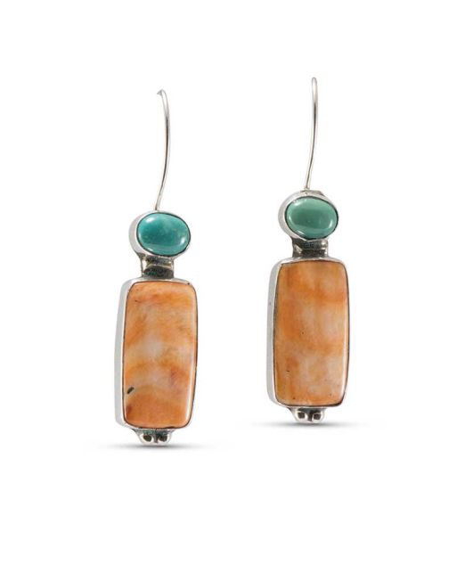 Rose Swett Spiny Oyster Shell and Turquoise Earrings