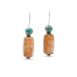 Rose Swett Spiny Oyster Shell and Turquoise Earrings