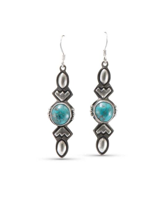 Stanley Parker Turquoise and Stamped Silver Earrings