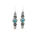 Stanley Parker Turquoise and Stamped Silver Earrings