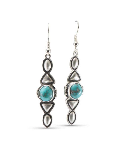 Stanley Parker Turquoise and Stamped Silver Earrings