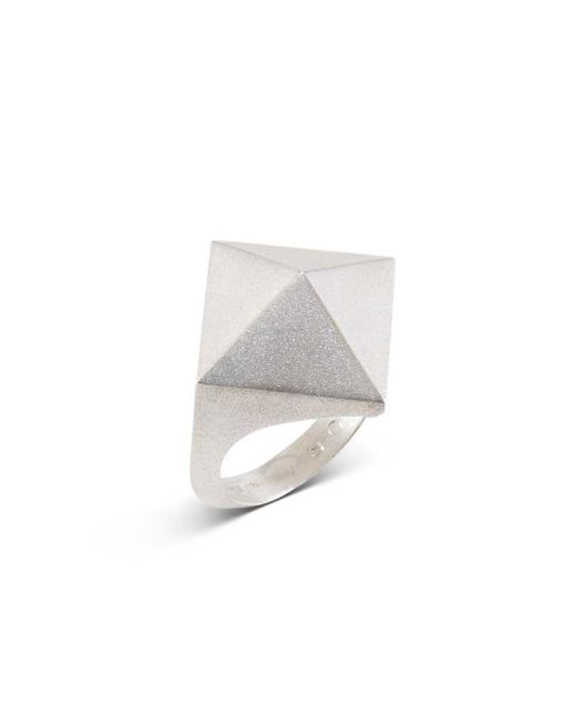 Maria Samora Matte Silver Single Pyramid Ring