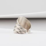 Maria Samora Matte Silver Diamond Peak Ring