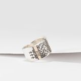 Norbert Peshlakai Concave Sterling Ring with 14Kt Gold