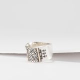 Norbert Peshlakai Concave Sterling Ring with 14Kt Gold