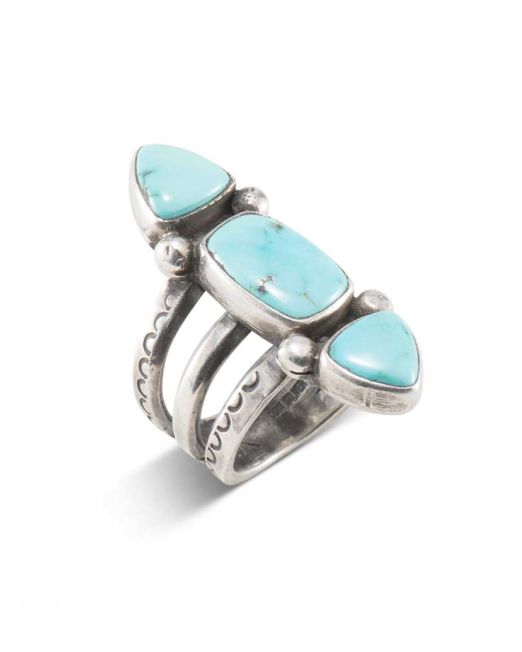 Jesse Robbins Three Stone Lone Mountain Turquoise Ring