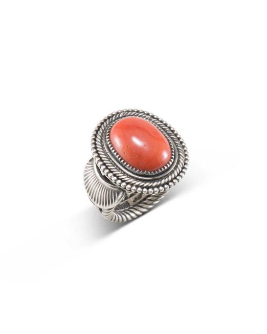 Steve Arviso Coral and Twisted Wire Ring