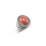 Steve Arviso Coral and Twisted Wire Ring