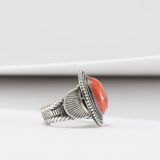 Steve Arviso Coral and Twisted Wire Ring