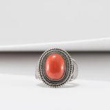 Steve Arviso Coral and Twisted Wire Ring