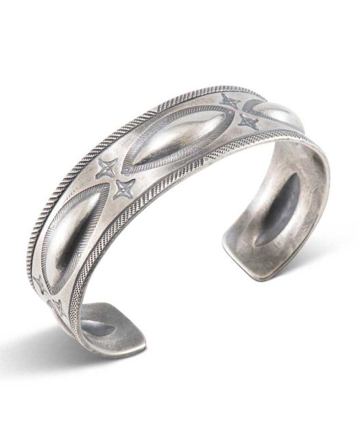 Jesse Robbins Coin Silver Repoussé Cuff