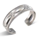 Jesse Robbins Coin Silver Repoussé Cuff