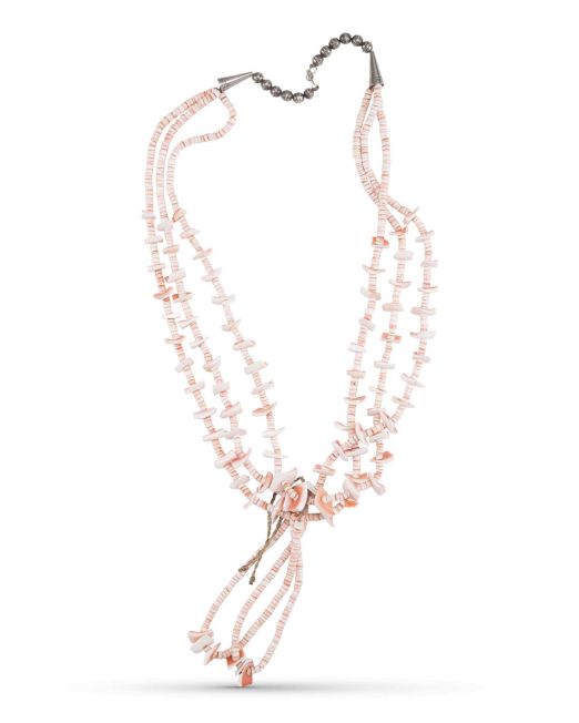 Santo Domingo Pueblo Three Strand Conch Shell Necklace
