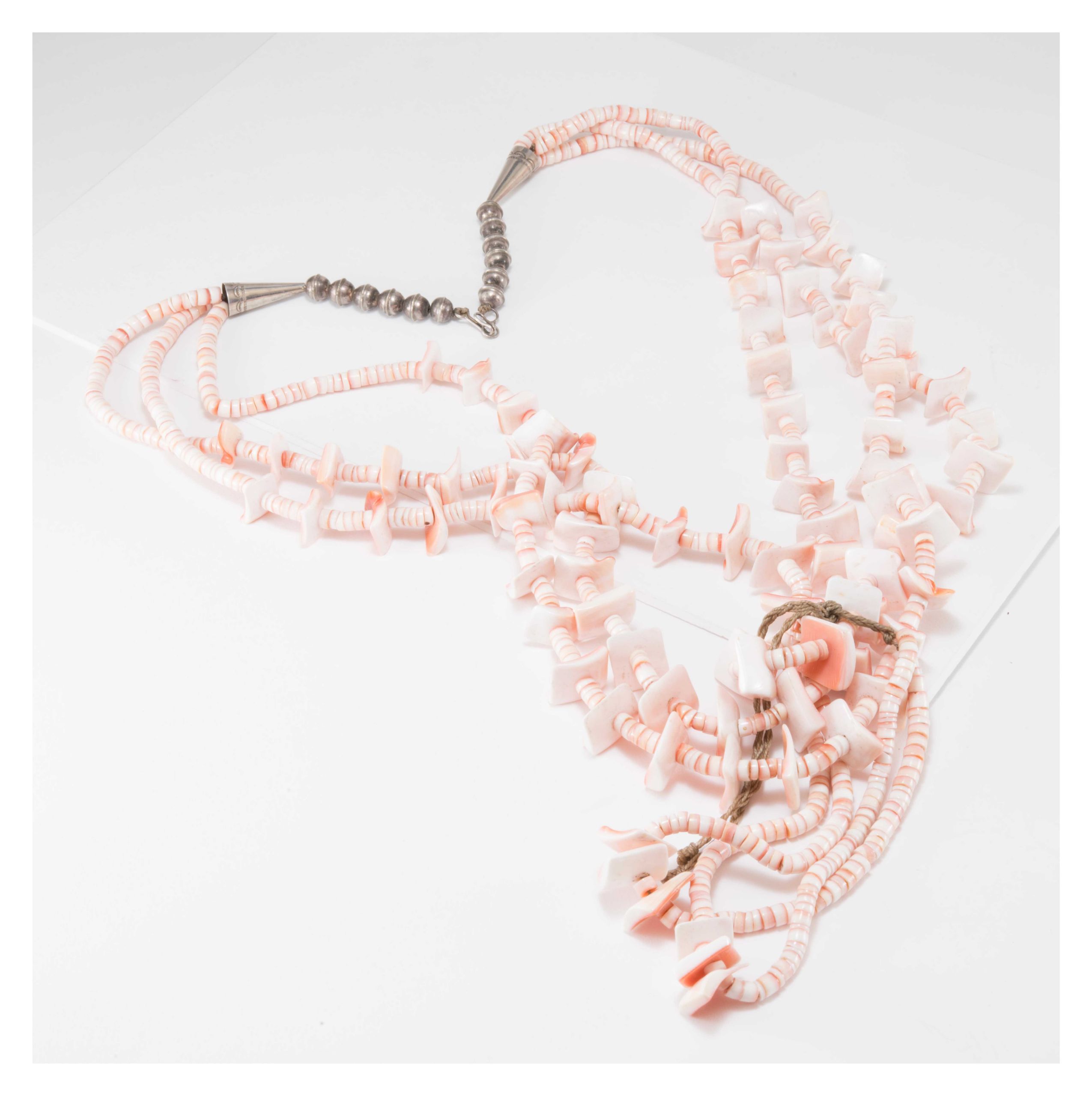 Santo Domingo Pueblo Three Strand Conch Shell Necklace