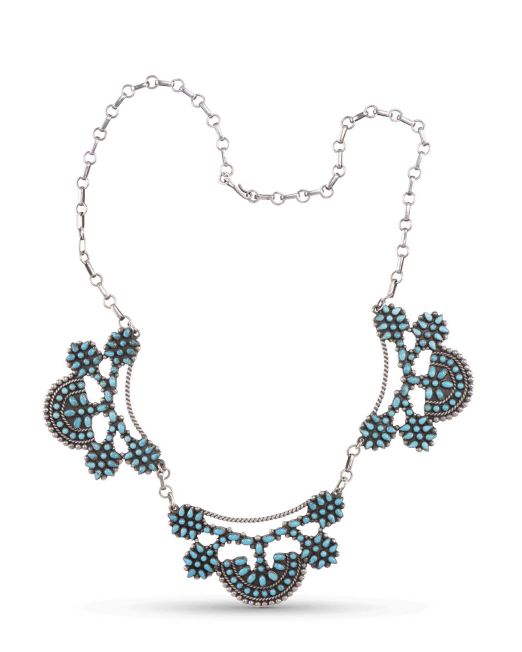 Vintage Zuni Turquoise Petite Point Necklace Circa 1940s