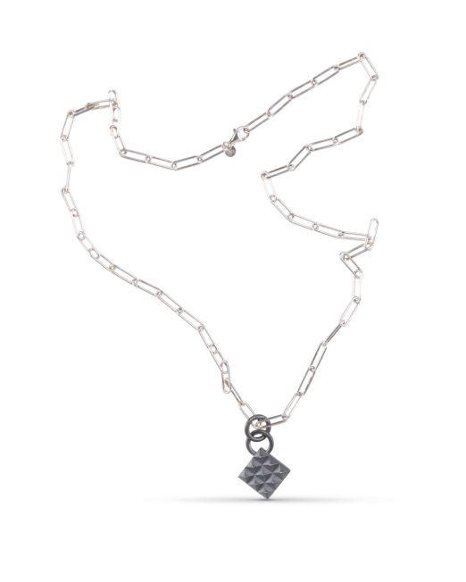 Maria Samora Oxidized Silver Pyramid Pendant with Chain