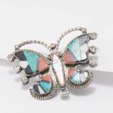 Vintage Zuni Inlay Butterfly Pin
