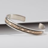 Bruce Morgan Stamped 14kt Gold and Sterling Silver Cuff