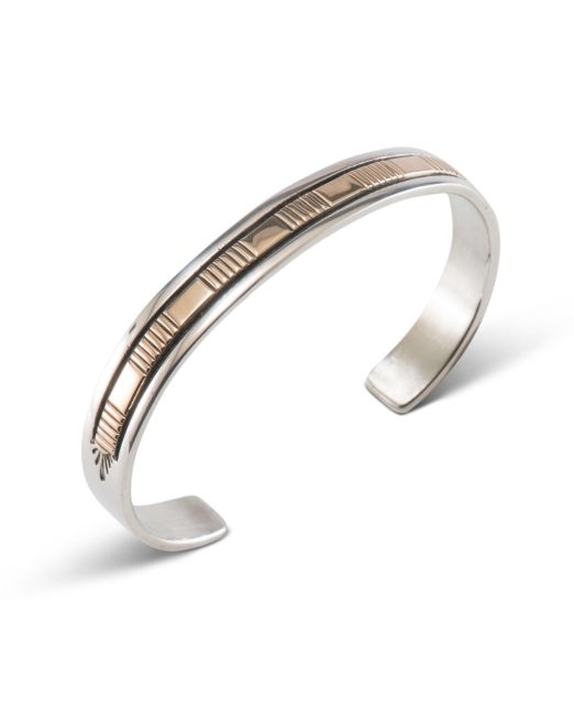Bruce Morgan Stamped 14kt Gold and Sterling Silver Cuff