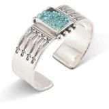 Thomas Curtis Turquoise and Stamped Sterling Silver Cuff
