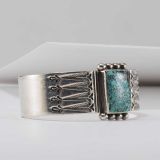Thomas Curtis Turquoise and Stamped Sterling Silver Cuff