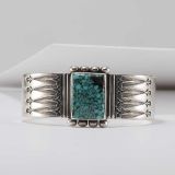 Thomas Curtis Turquoise and Stamped Sterling Silver Cuff