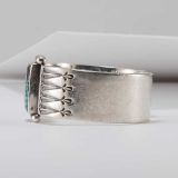 Thomas Curtis Turquoise and Stamped Sterling Silver Cuff