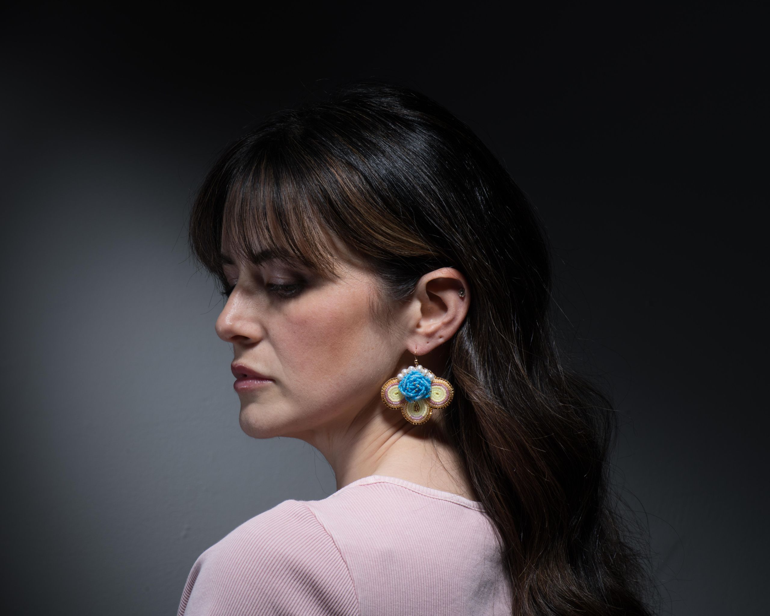 Arla Lucia Half Moon Nebula Beaded Earrings