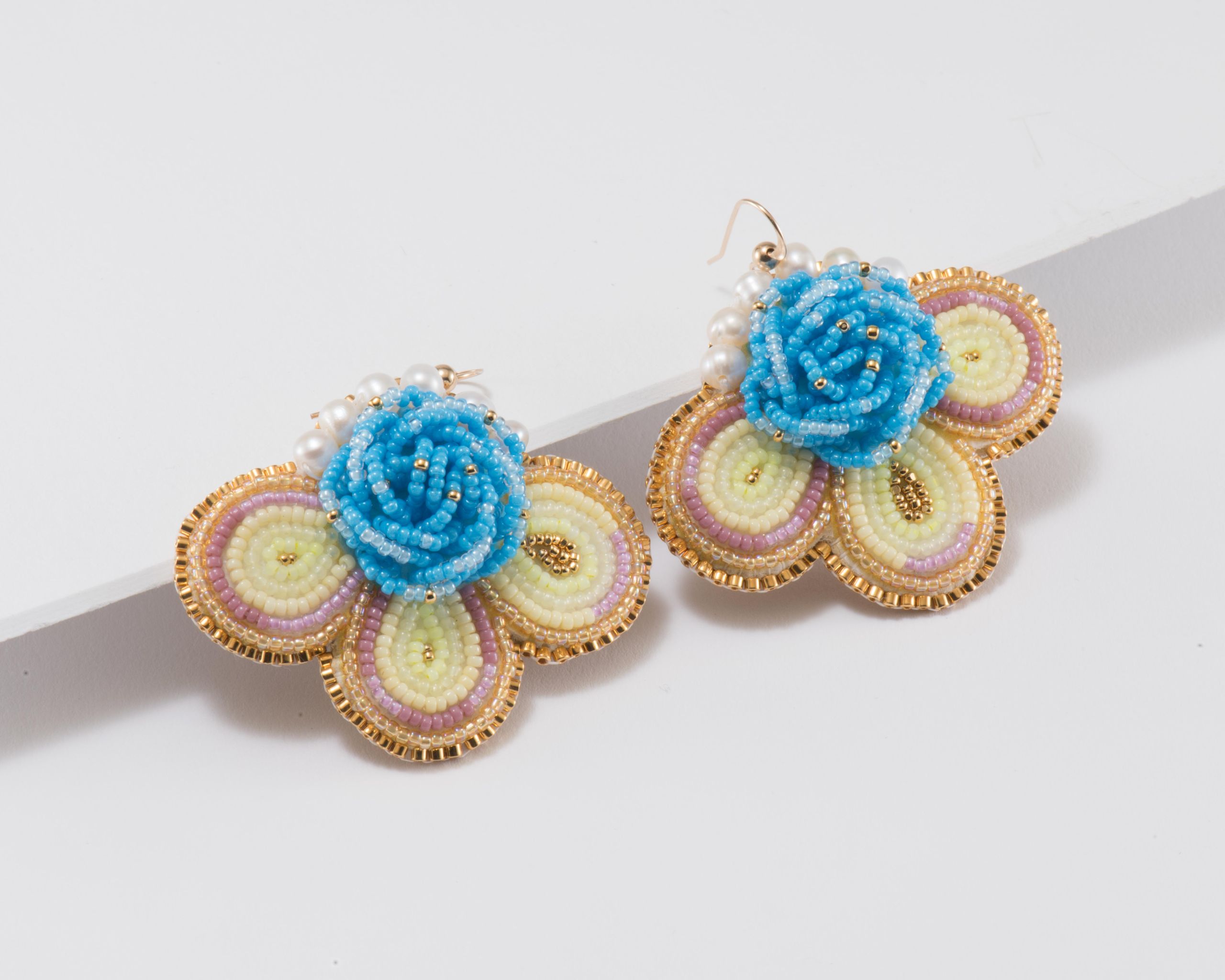 Arla Lucia Half Moon Nebula Beaded Earrings