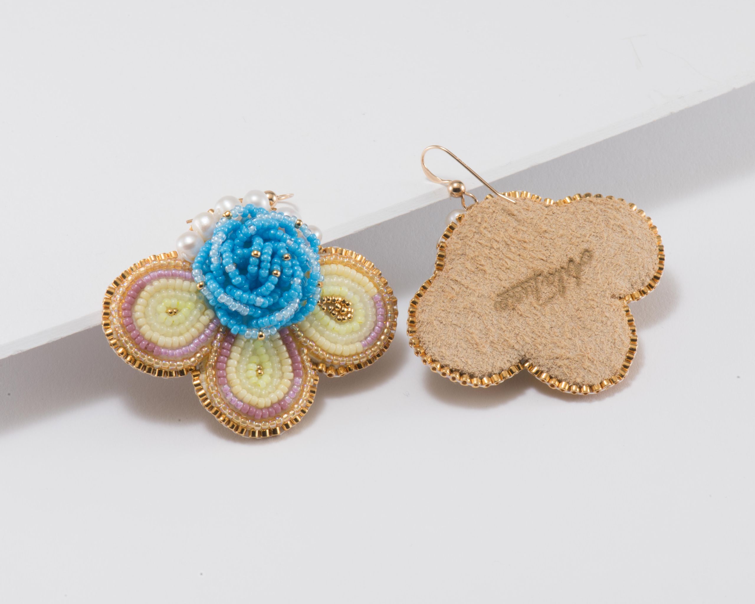 Arla Lucia Half Moon Nebula Beaded Earrings