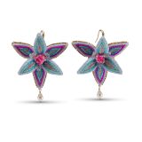 Arla Lucia Double Trillium 3D Beaded Earrings
