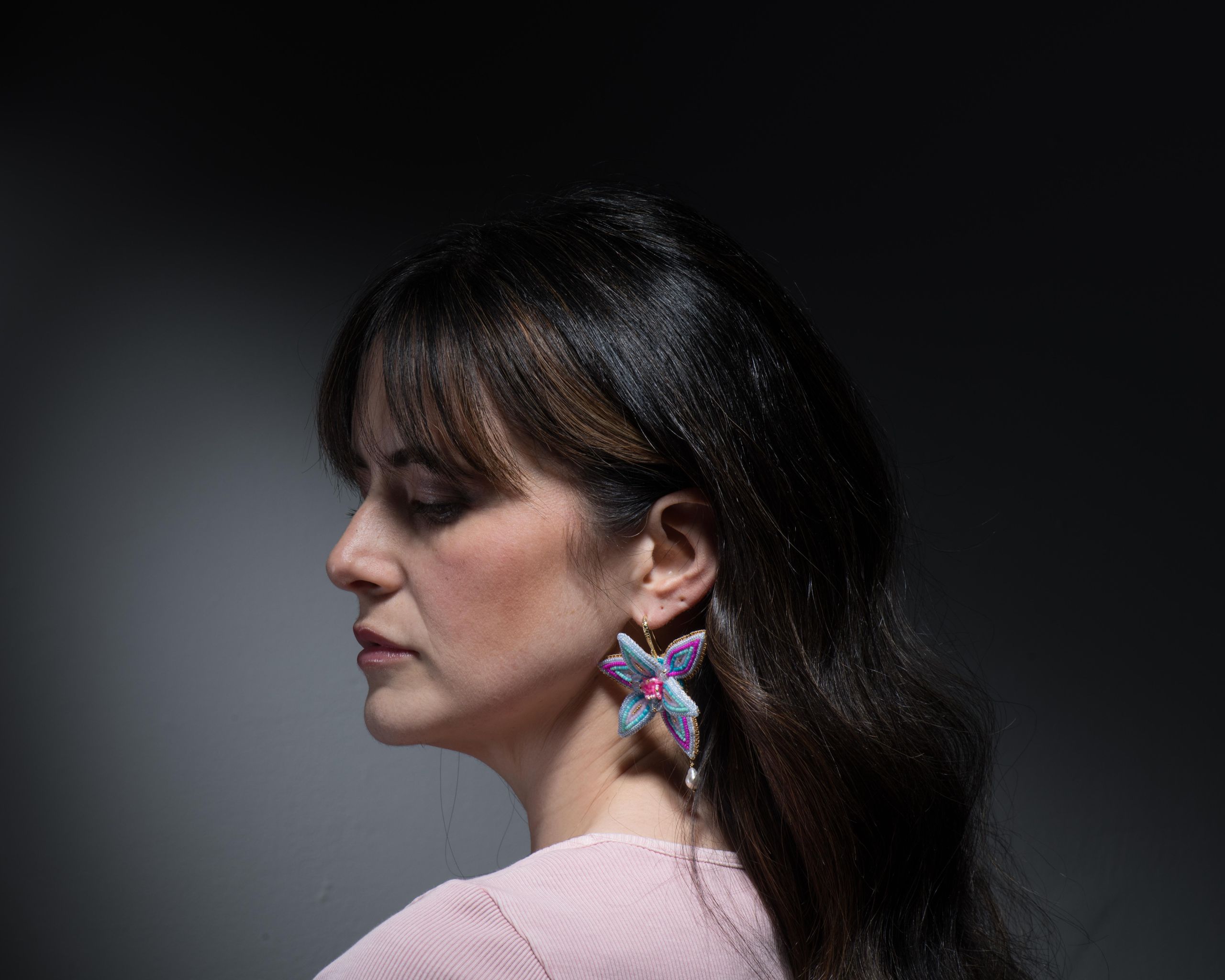 Arla Lucia Double Trillium 3D Beaded Earrings