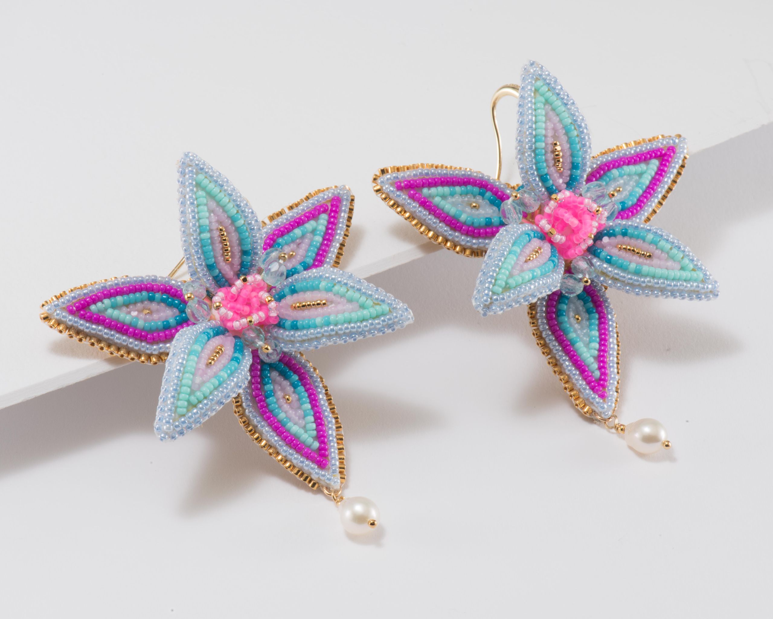 Arla Lucia Double Trillium 3D Beaded Earrings