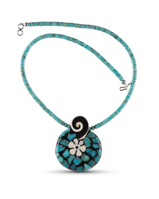 Mary Louise Tafoya Abstract Mosaic Turquoise Necklace