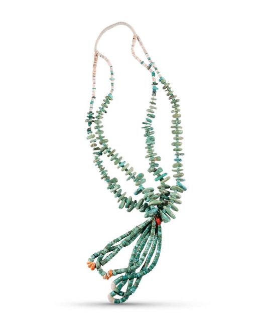 Vintage Two Strand Turquoise Tab Necklace with Jaclas
