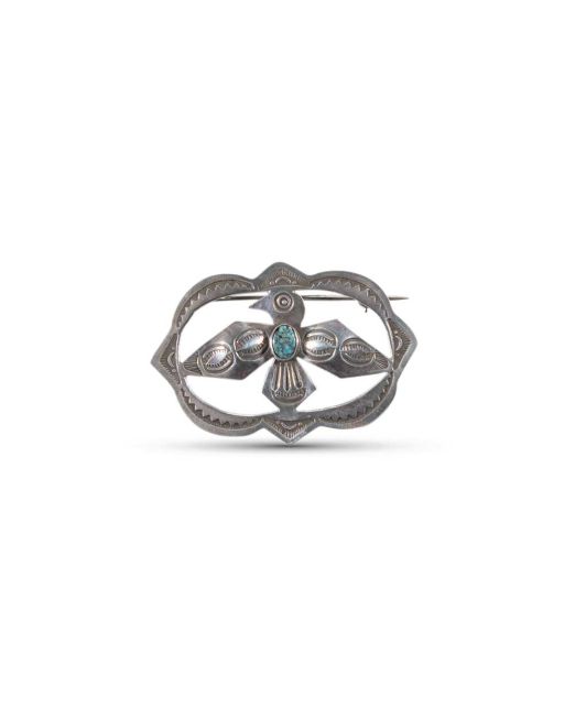 Fred Harvey Era Cutout Thunderbird Pin with Turquoise