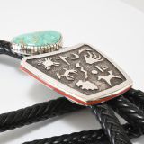 Michael Perry Turquoise Bolo with Coral Inlay