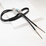 Jennifer Curtis Stamped Sterling Silver and Turquoise Bolo