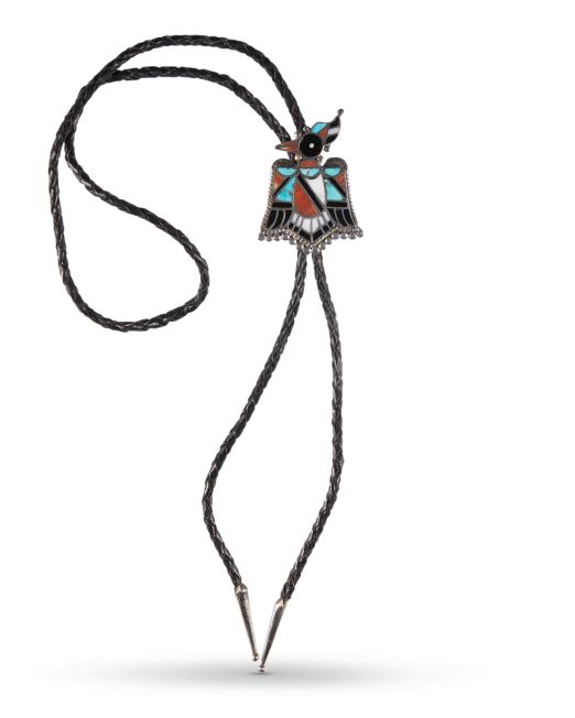 Vintage Zuni Inlay Thunderbird Bolo Circa 1950s