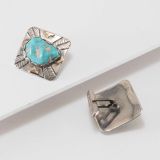 Turquoise Cufflinks with 14Kt Gold Attributed to Ralph Tawangyaouma