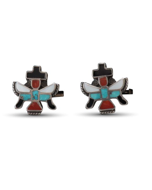 Vintage Zuni Inlay Knifewing Man Cufflinks